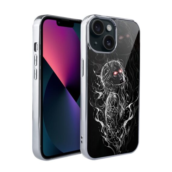 Etui do iPhone 13, Elite Glass, szklany tył, Nocturne, Lilith, srebrne (1)