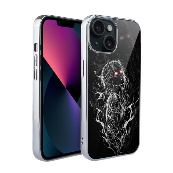 Etui do iPhone 13, Elite Glass, szklany tył,  Nocturne, Lilith, srebrne