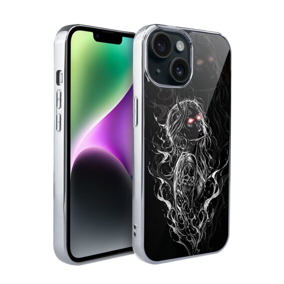 Etui do iPhone 14, Elite Glass, szklany tył, Nocturne, Lilith, srebrne (4)