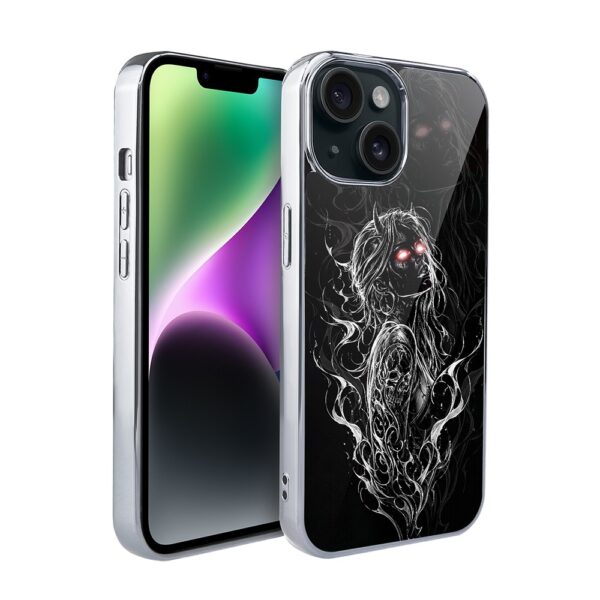 Etui do iPhone 14, Elite Glass, szklany tył,  Nocturne, Lilith, srebrne