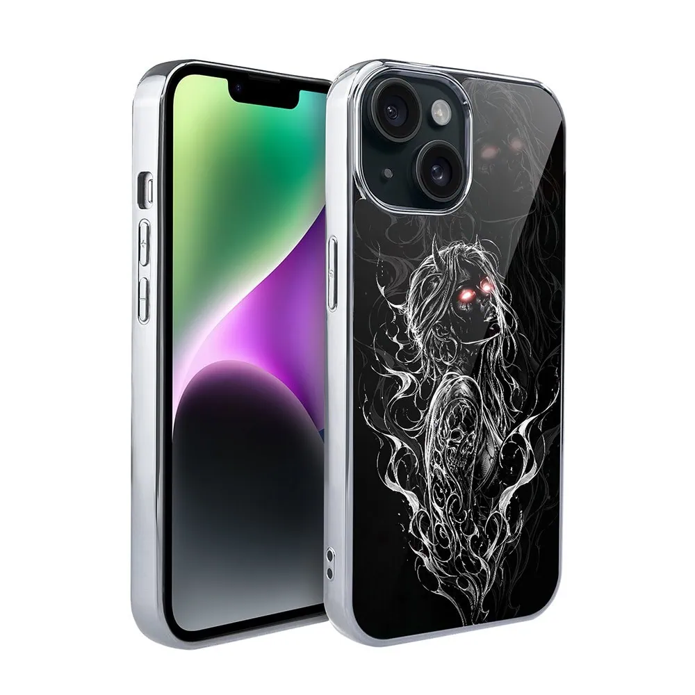 Etui do iPhone 14, Elite Glass, szklany tył,  Nocturne, Lilith, srebrne
