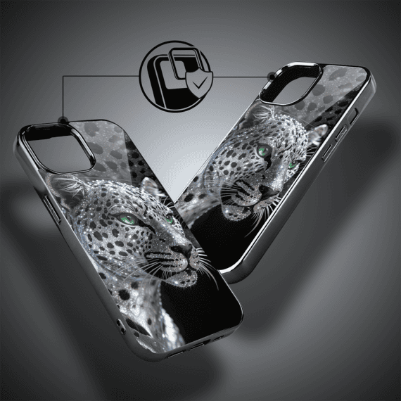 Etui do iPhone 15, Elite Glass, szklany tył, Nocturne, Oczy pantery, czarne (7)