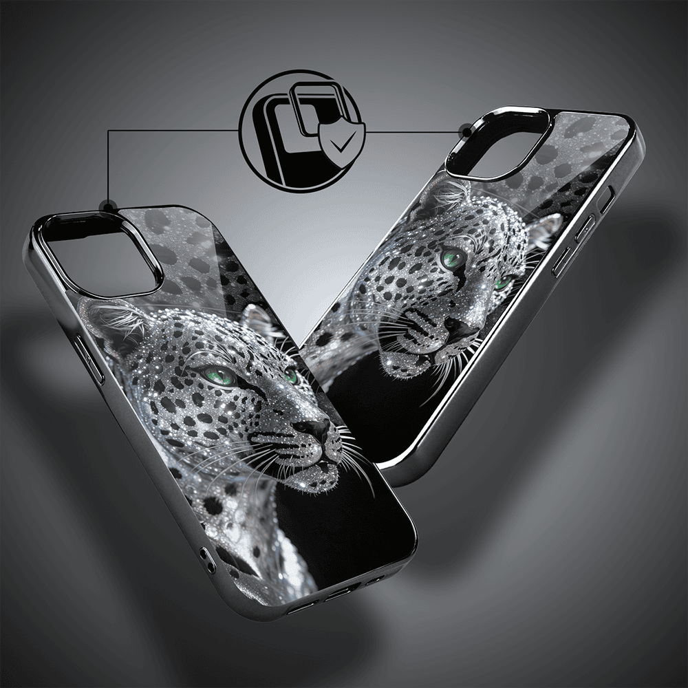 Etui do iPhone 15, Elite Glass, szklany tył, Nocturne, Oczy pantery, czarne (7)