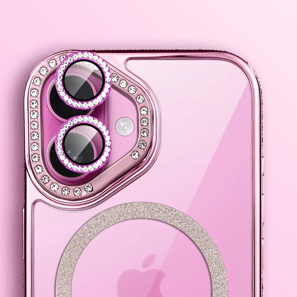 Etui do iPhone 16 Diadem Glow, przeźroczyste z MagSafe, błyszczące z podstawką, różowe (3)