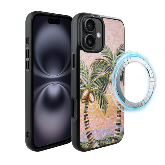 Etui do iPhone 16 IBIZU DropGuard Matt z MagSafe, RIVIERA, Modern Classics, Sycylijska palma (3)
