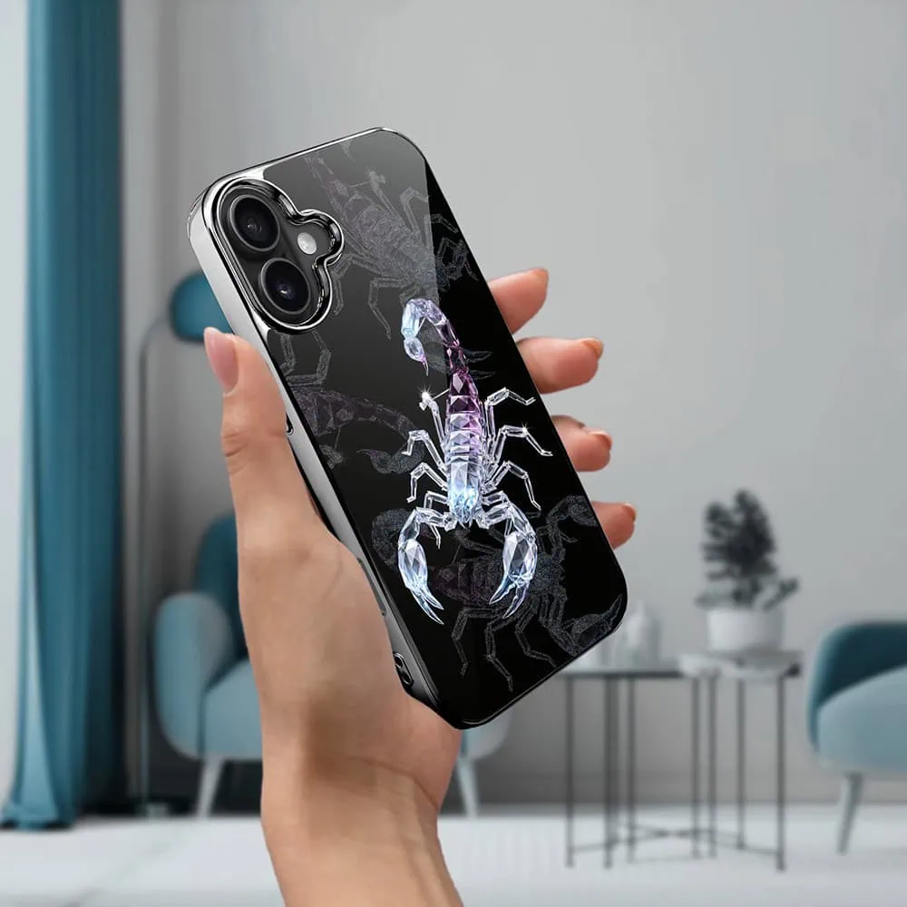 Etui do iPhone 16 Plus, Elite Glass z MagSafe, szklany tył, Nocturne, Kryształowy skorpion , czarne (7)