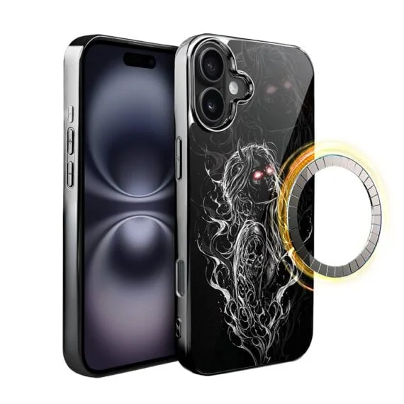 Etui do iPhone 16 Plus , Elite Glass z MagSafe, szklany tył, Nocturne, Lilith, czarne (7)