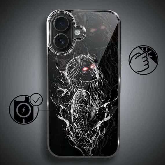 Etui do iPhone 16 Plus , Elite Glass z MagSafe, szklany tył, Nocturne, Lilith, czarne (8)