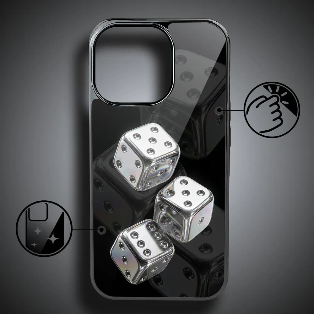 Etui do iPhone 16 Pro, Elite Glass z MagSafe, szklany tył, Nocturne, Kości do gry, czarne (5)