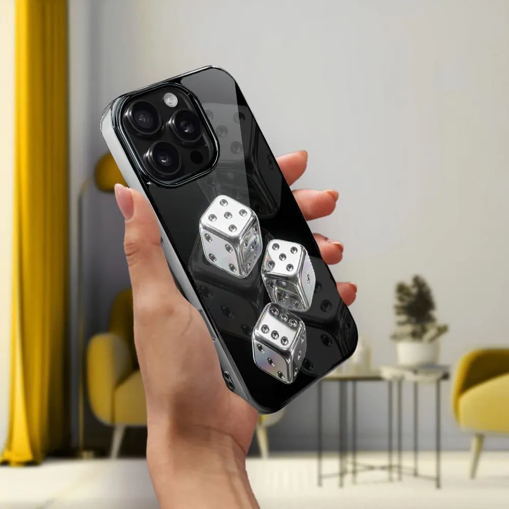 Etui do iPhone 16 Pro, Elite Glass z MagSafe, szklany tył, Nocturne, Kości do gry, czarne (8)