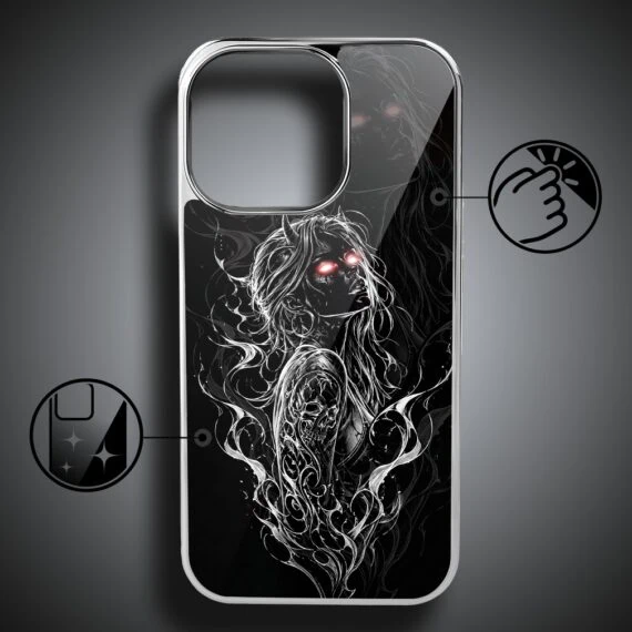 Etui do iPhone 16 Pro, Elite Glass z MagSafe, szklany tył, Nocturne, Lilith, srebrne (6)