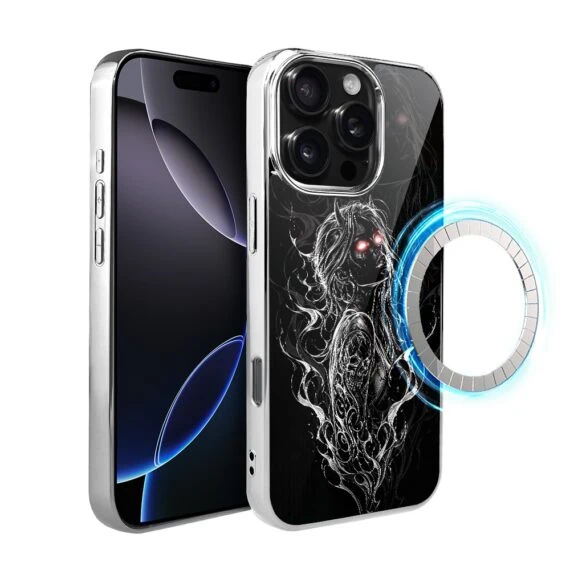 Etui do iPhone 16 Pro, Elite Glass z MagSafe, szklany tył, Nocturne, Lilith, srebrne (7)