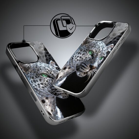 Etui do iPhone 16 Pro, Elite Glass z MagSafe, szklany tył, Nocturne, Oczy pantery, czarne (1)