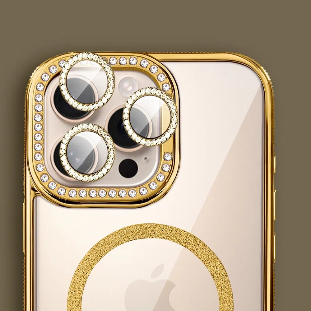 Etui do iPhone 16 Pro Max Diadem Glow, przeźroczyste z MagSafe, błyszczące z podstawką, złote (6)