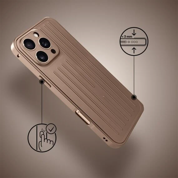 Etui do iPhone 16 Pro Max Metal Supreme, metalowa ramka i tył, pustynne (4)