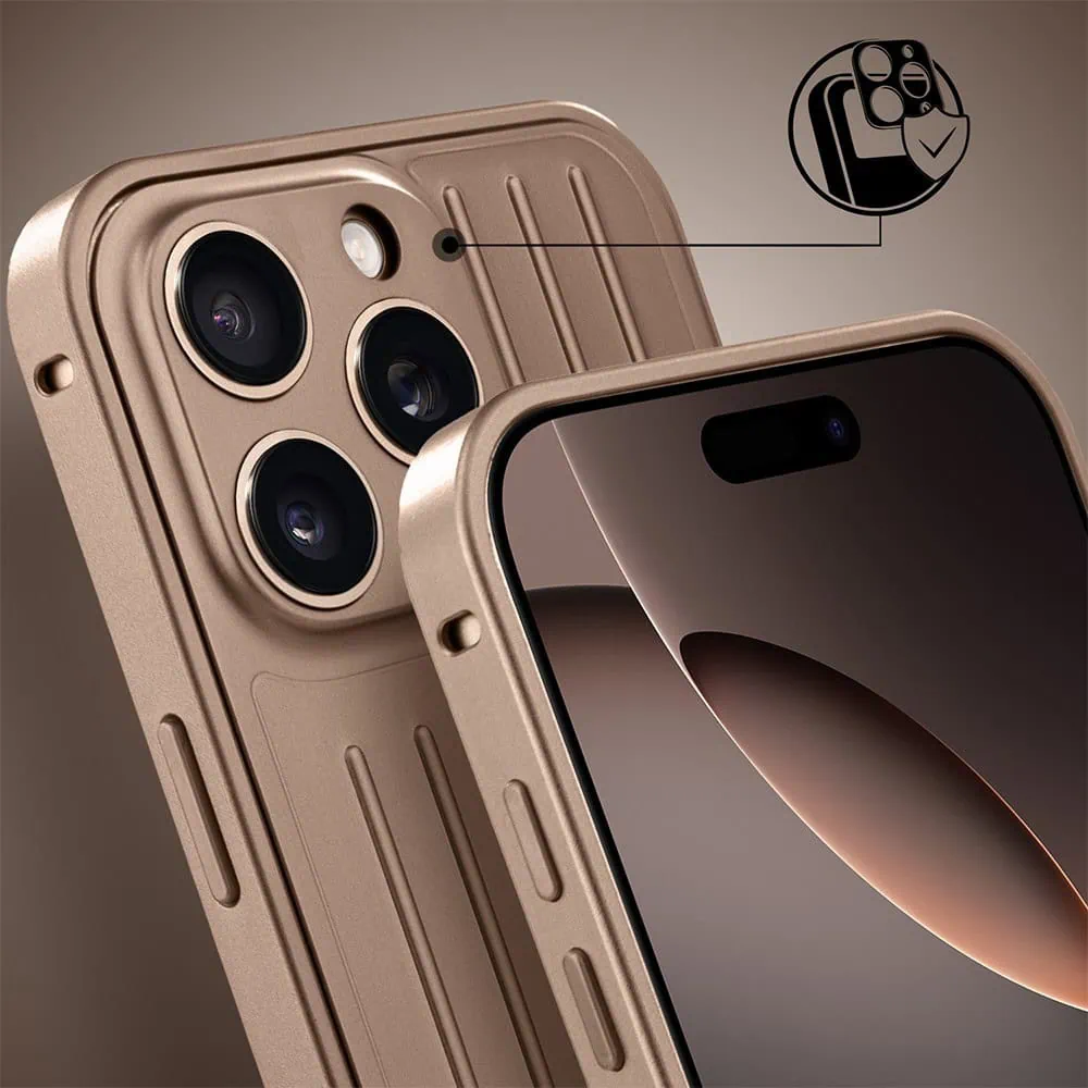Etui do iPhone 16 Pro Max Metal Supreme, metalowa ramka i tył, pustynne (5)