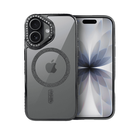 Etui do iPhone 17 Diadem Glow, przeźroczyste z MagSafe, błyszczące z podstawką, czarne (4)
