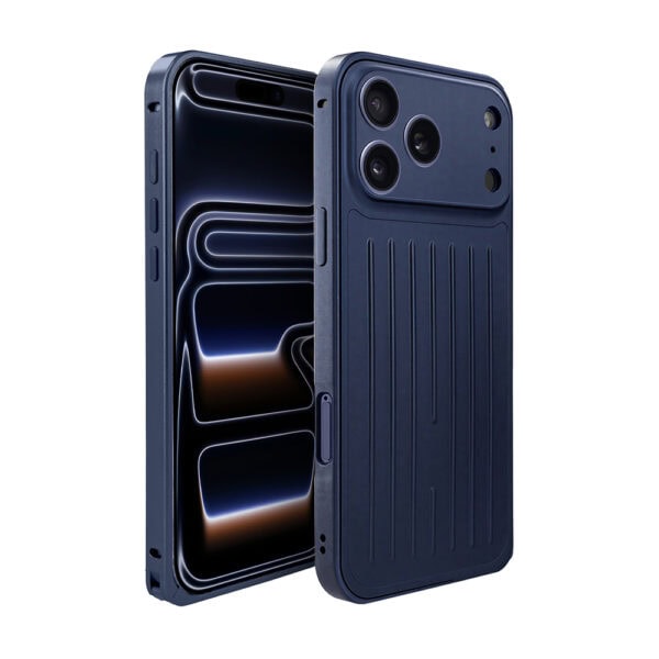 Etui do iPhone 17 Pro Metal Supreme, metalowa ramka i tył, granatowe