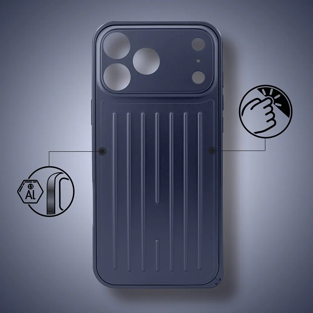 Etui do iPhone 17 Pro Max Metal Supreme, metalowa ramka i tył, granatowe (2)