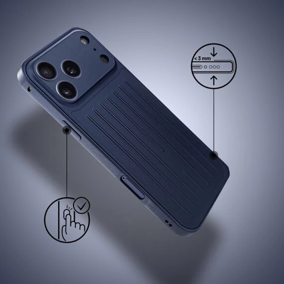 Etui do iPhone 17 Pro Max Metal Supreme, metalowa ramka i tył, granatowe (4)