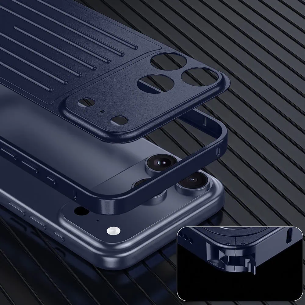 Etui do iPhone 17 Pro Max Metal Supreme, metalowa ramka i tył, granatowe (7)