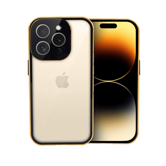 Obudowa do iPhone 14 Pro, podwójna szyba i aluminium 360° przód + tył magnetyczna, z osłoną aparatu, złota8