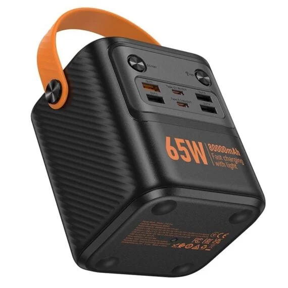 Power Bank 80000mAh z uchwytem, duża pojemność, cyfrowy wyświetlacz, lampa LED, złącza USBUSB typ C (2)