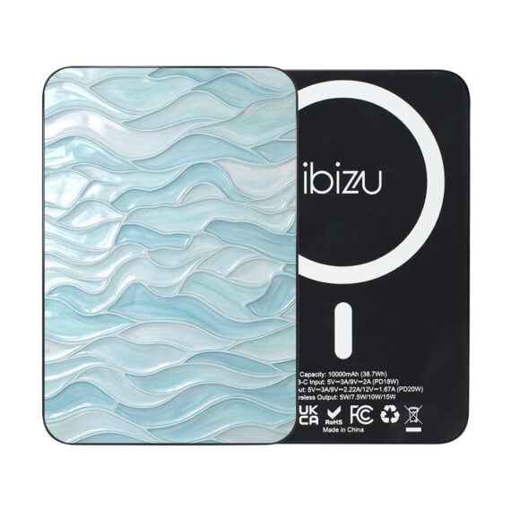 Powerbank IBIZU MagPower 10k do iPhone z MagSafe, solidny, aluminiowy, 10 000 mAh, Błękitne Fale (8)
