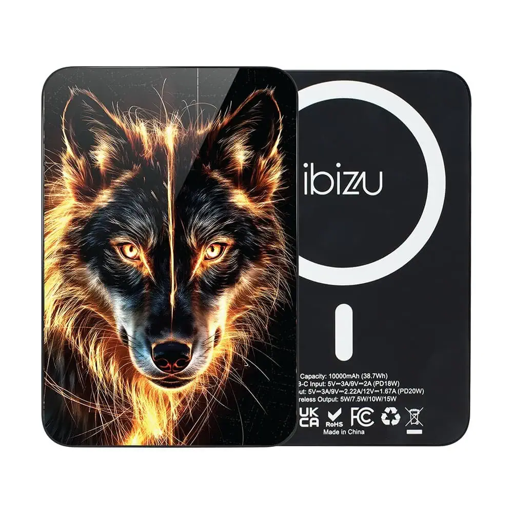 Powerbank IBIZU MagPower 10k do iPhone z MagSafe, solidny, aluminiowy, 10 000 mAh, Ognisty Wilk (3)