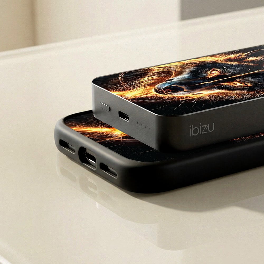 Powerbank IBIZU MagPower 10k do iPhone z MagSafe, solidny, aluminiowy, 10 000 mAh, Ognisty Wilk (8)