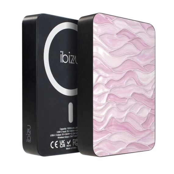 Powerbank IBIZU MagPower 10k do iPhone z MagSafe, solidny, aluminiowy, 10 000 mAh, Różowe Fale (2)