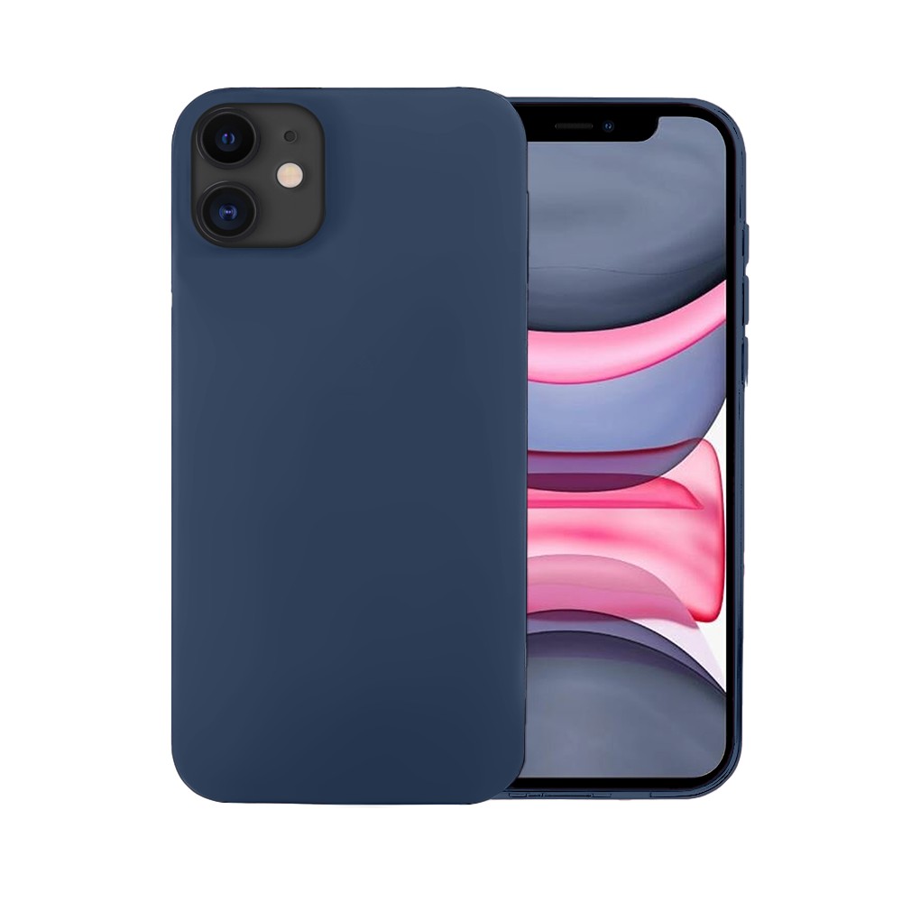 Etui do iPhone 11 silikonowe z mikrofibrą soft touch, granatowe