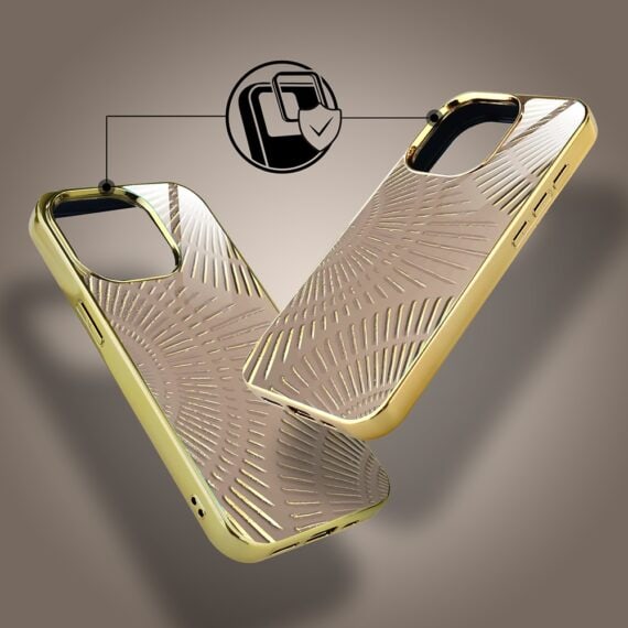 Etui do iPhone 15 Pro, Elite Glass z MagSafe, szklany tył, Boski promień beżowe, złote (8)