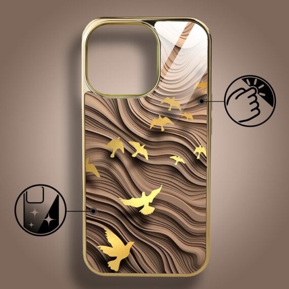Etui do iPhone 15 Pro, Elite Glass z MagSafe, szklany tył, Piaskowa odyseja, złote (2)