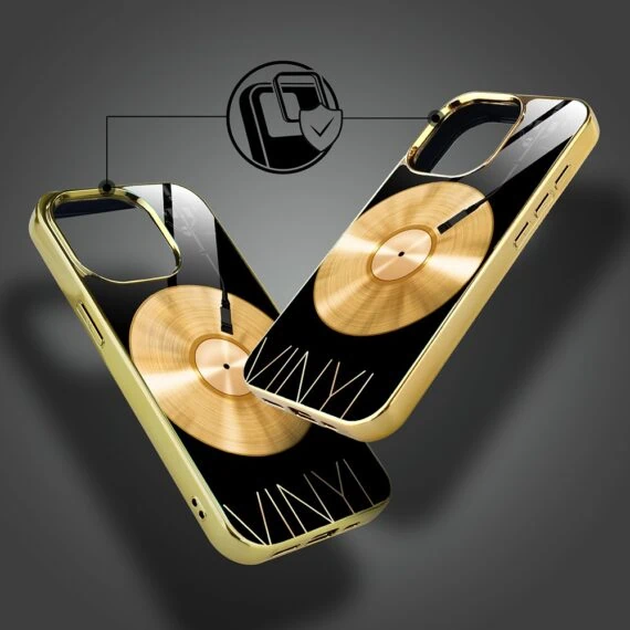 Etui do iPhone 15 Pro, Elite Glass z MagSafe, szklany tył, Vinyl Lux, złote (5)