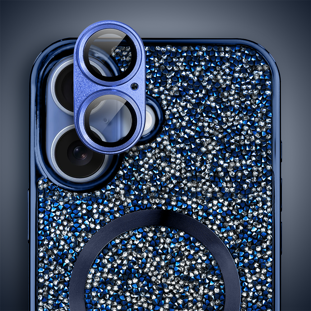 Etui do iPhone 17 MagSafe Tresury Case, diamentowe, z błyszczącą ramką, niebieskie (3)