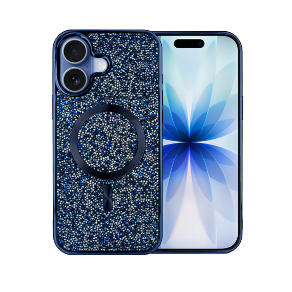 Etui do iPhone 17 MagSafe Tresury Case, diamentowe, z błyszczącą ramką, niebieskie (5)