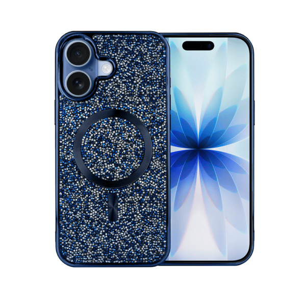 Etui do iPhone 17 MagSafe Tresury Case, diamentowe, z błyszczącą ramką, niebieskie