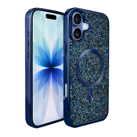 Etui do iPhone 17 MagSafe Tresury Case, diamentowe, z błyszczącą ramką, niebieskie (6)