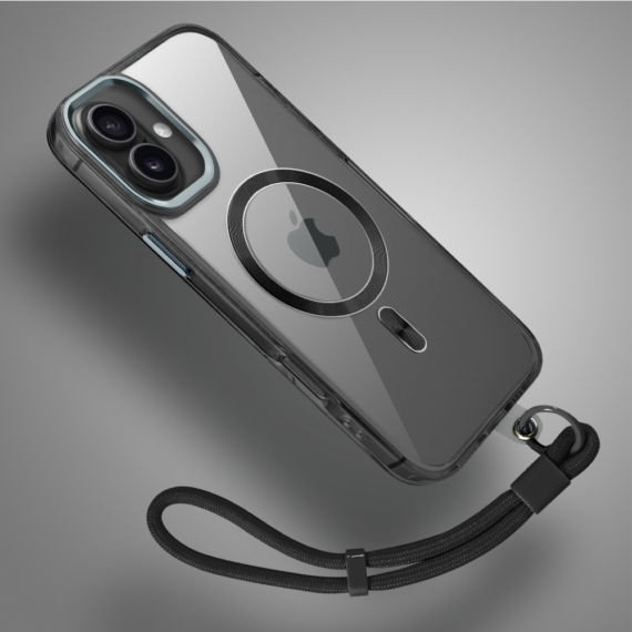Etui do iPhone 17 Super Hybrid z MagSafe, twardy tył, metalowe ozdoby, czarne (6)