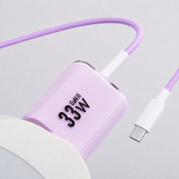 Fioletowy zestaw ładowarka magnetyczna do MagSafe z ładowarką sieciową do szybkiego ładowania3