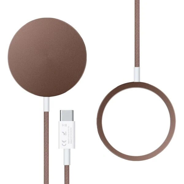 Ładowarka magnetyczna do MagSafe iPhone indukcyjna Qi 15W, brązowa6