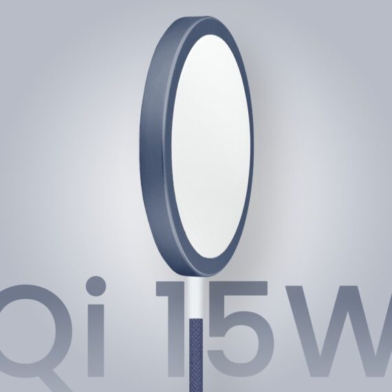 Ładowarka magnetyczna do MagSafe iPhone indukcyjna Qi 15W, granatowa2