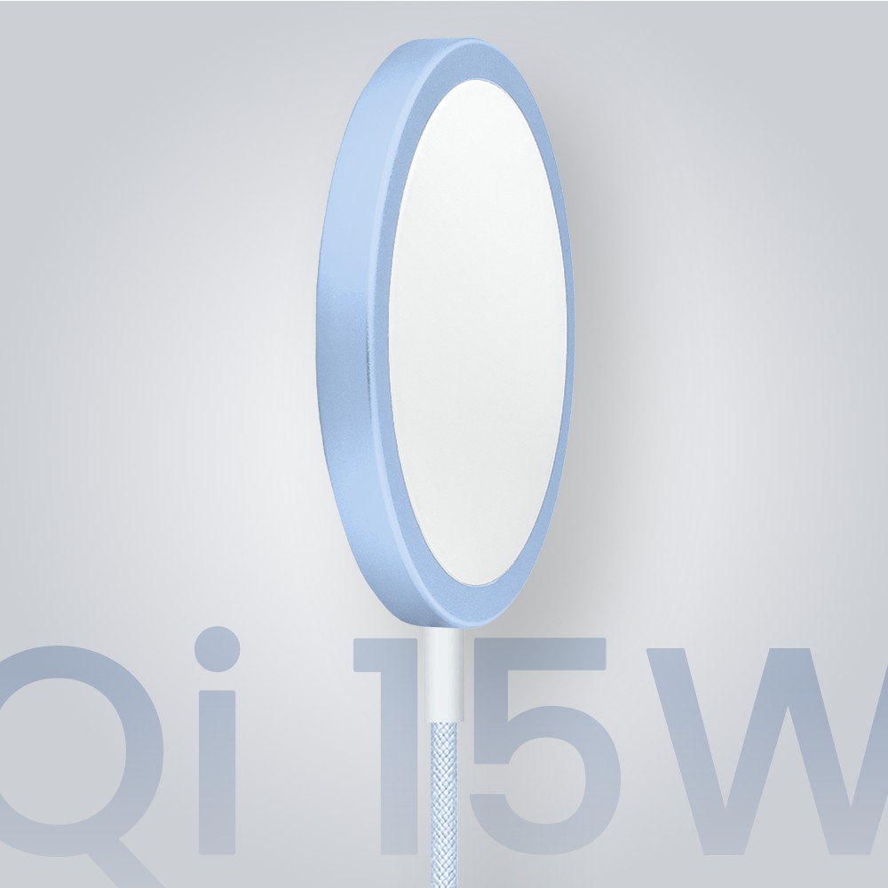 Ładowarka magnetyczna do MagSafe iPhone indukcyjna Qi 15W, niebieska2