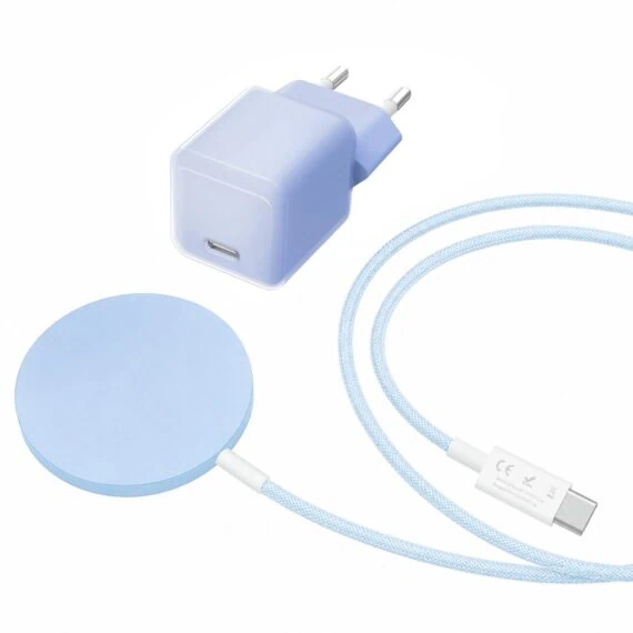 Niebieski zestaw ładowarka magnetyczna do MagSafe z ładowarką sieciową do szybkiego ładowania new (3)