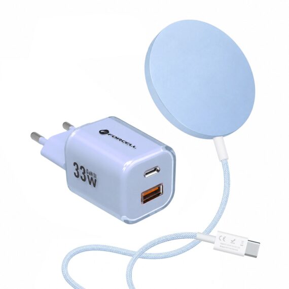 Niebieski zestaw ładowarka magnetyczna do MagSafe z ładowarką sieciową do szybkiego ładowania1
