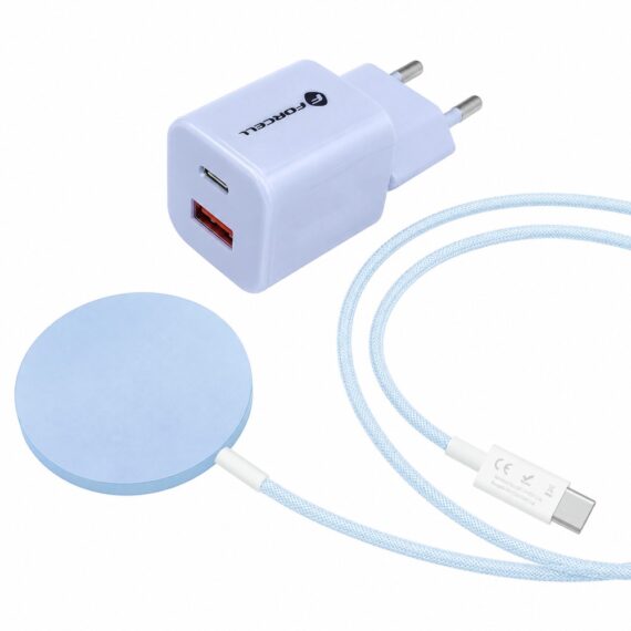Niebieski zestaw ładowarka magnetyczna do MagSafe z ładowarką sieciową do szybkiego ładowania2