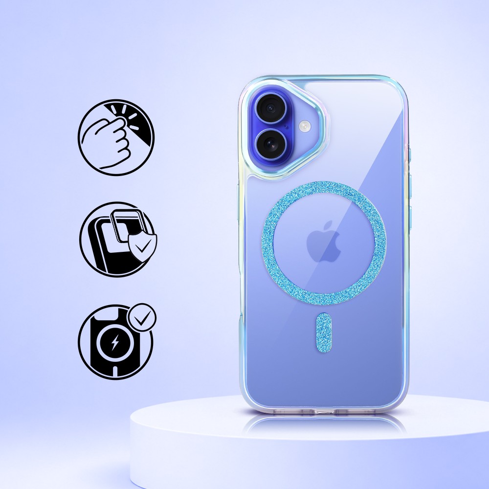 Perfect Match do iPhone 16 - zestaw Glitter Crown + akcesoria, niebieski1