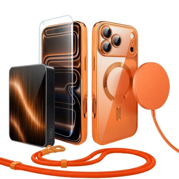 Perfect Match do iPhone 17 Pro Max – zestaw MagSafe Luxury Protect + akcesoria, pomarańczowy