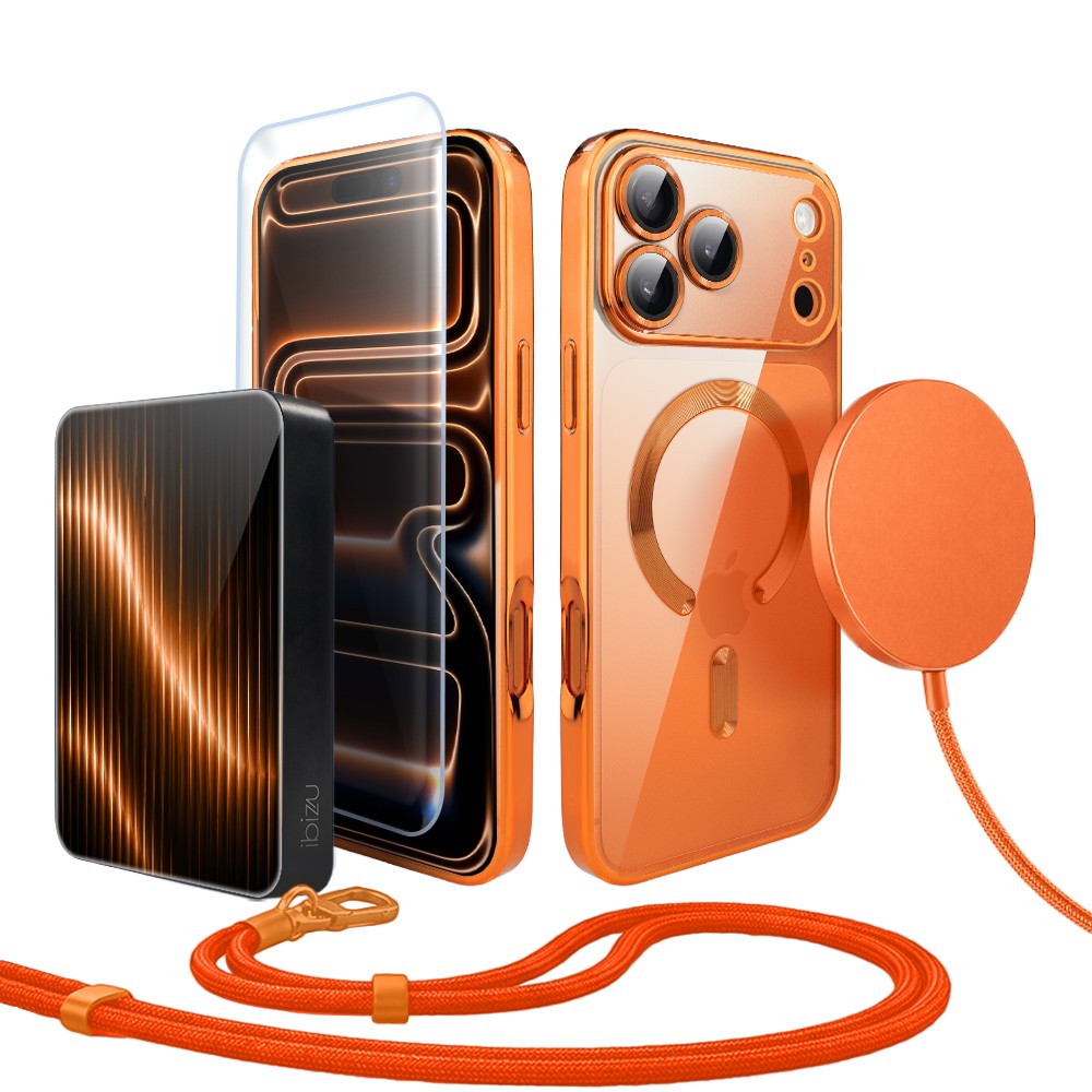 Perfect Match do iPhone 17 Pro – zestaw MagSafe Luxury Protect + akcesoria, pomarańczowy